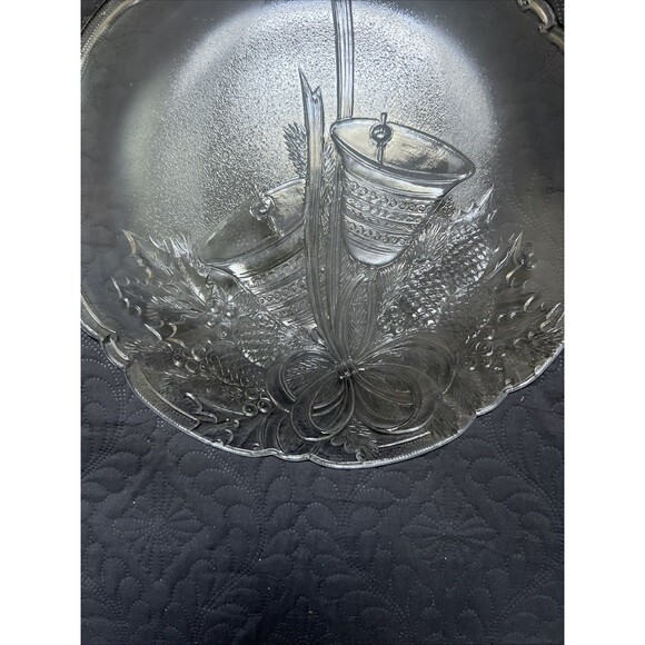 VTG Mikasa 15" Crystal Holiday Bells Christmas Hostess Platter Serving 14 3/4 - Picture 4 of 5
